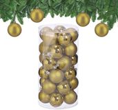 Relaxdays Kerstballen - Set van 30 - Plastic - Ø 6 cm - Onbreekbaar - Goud