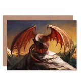 Wee Blue Coo Fantasy Dragon Mountains S Blank Greetings Birthday Card Art
