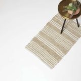 Homescapes Arlyn Jute Vloerkleed 45 x 70 cm - Beige-Wit Gestreept