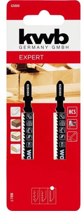 KWB Decoupeerzaagbladen set voor hout, 2-delig, fijn.