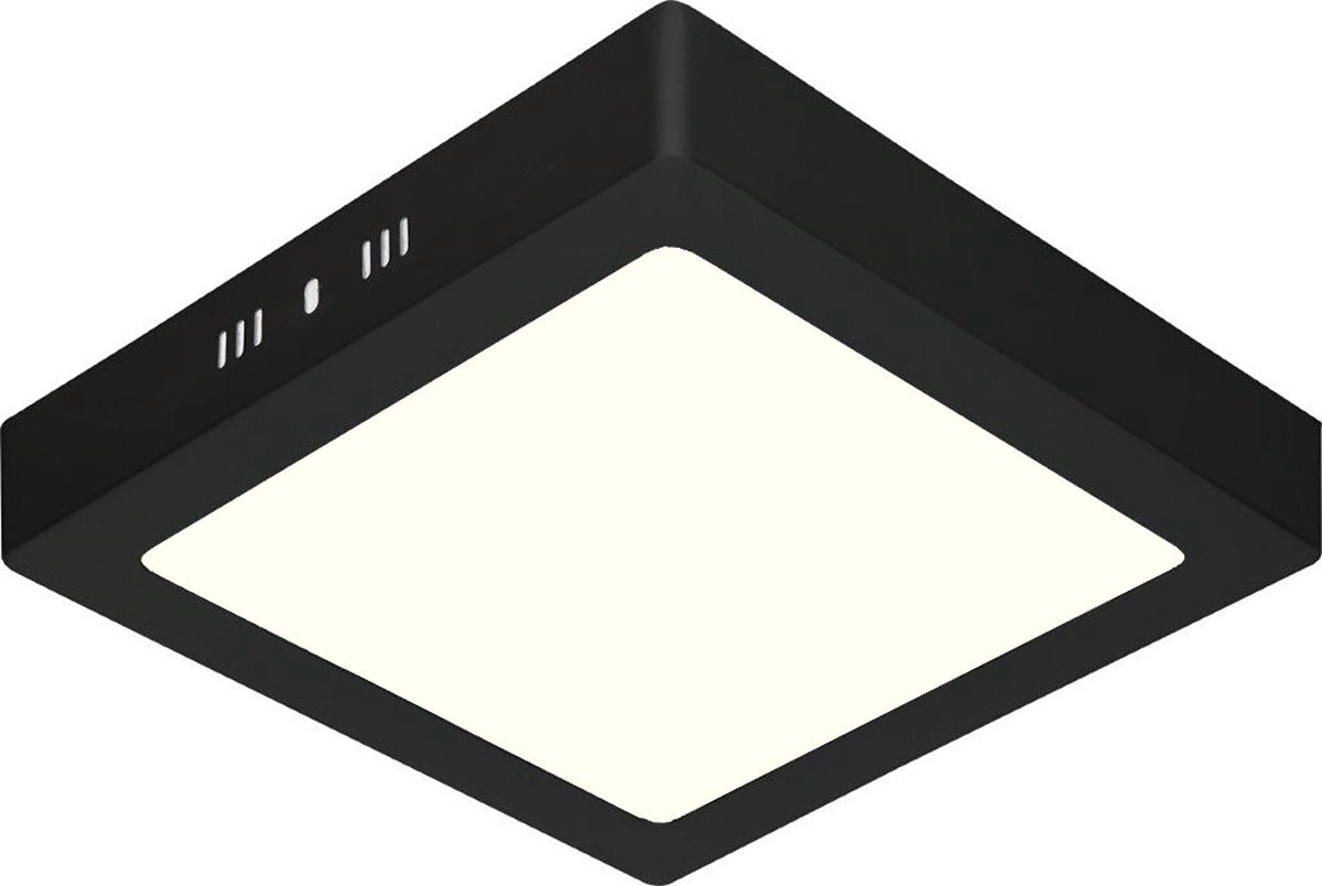 Qualu LED Downlight - 18W - Natuurlijk Wit 4200K - Mat Zwart - Opbouw - Vierkant - Aluminium - 225mm