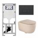 Geberit QeramiQ Dely Swirl Toiletset - 36.3x51.7cm - Geberit UP320 inbouwreservoir - met Burda frame - slimzitting - bedieningsplaat antraciet mat - rechthoekige knoppen - mat beige