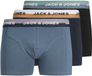 JACK & JONES Jwheric trunks (3-pack) - Heren Boxershorts - Katoen/Elastaan - Zwart/Blauw - Maat XXL