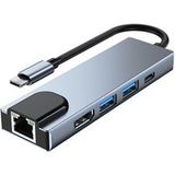 Icecat 1 Universeel dockingstation - USB/HDMI/PD/100 Mbps Ethernet-poort - USB-C-poort - Zilvergrijs