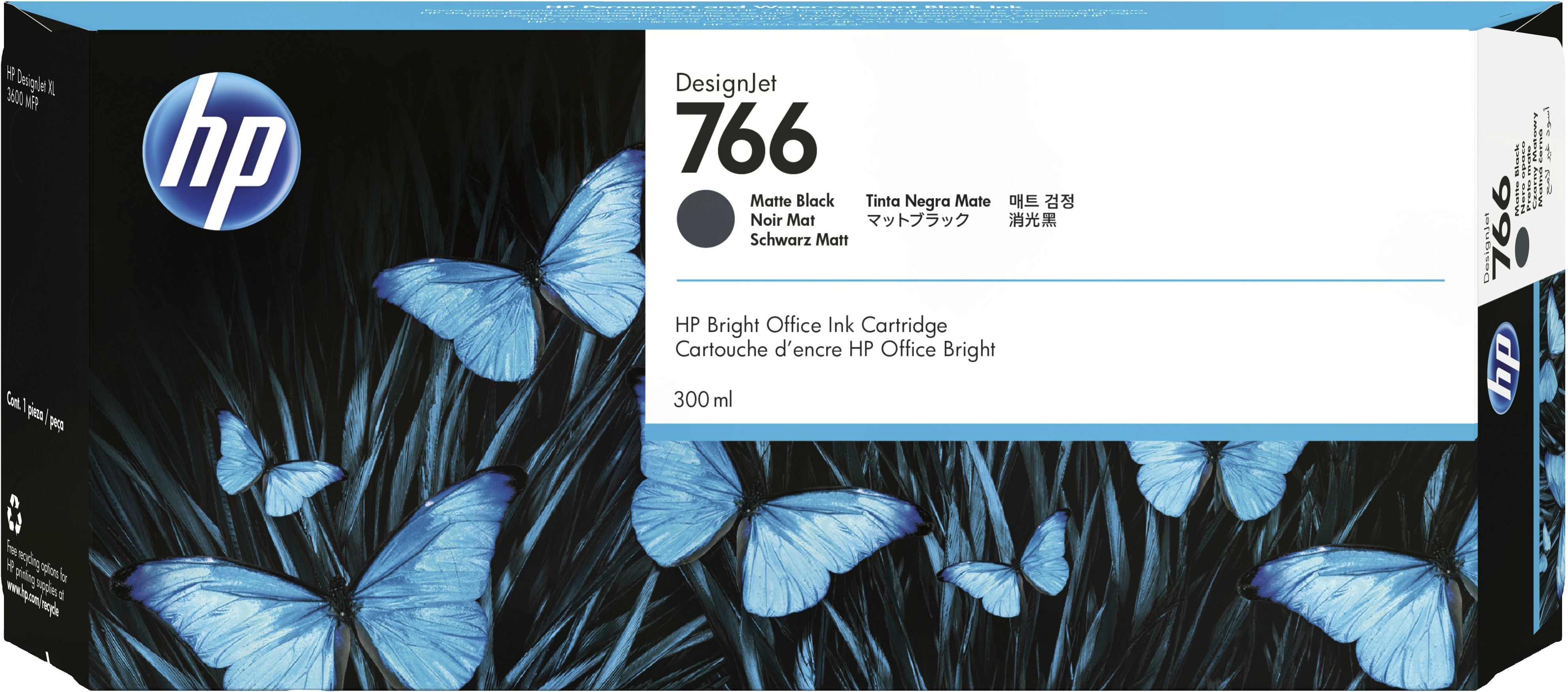 HP 766 DesignJet XL 3600 - Matte Black Ink Cartridge (300ml) - Original