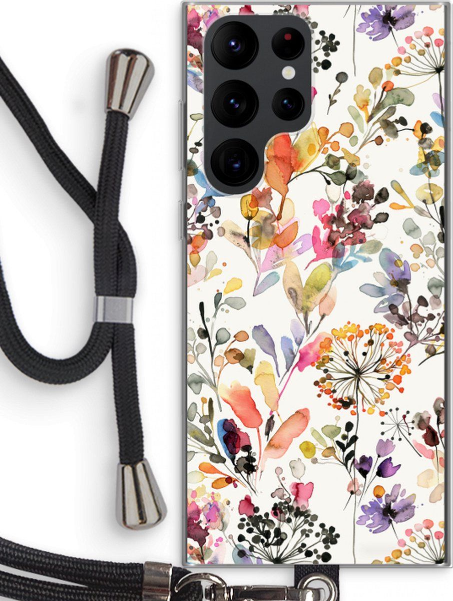 Case Company Samsung Galaxy S22 Ultra hoesje met Koord - Wilde grassen