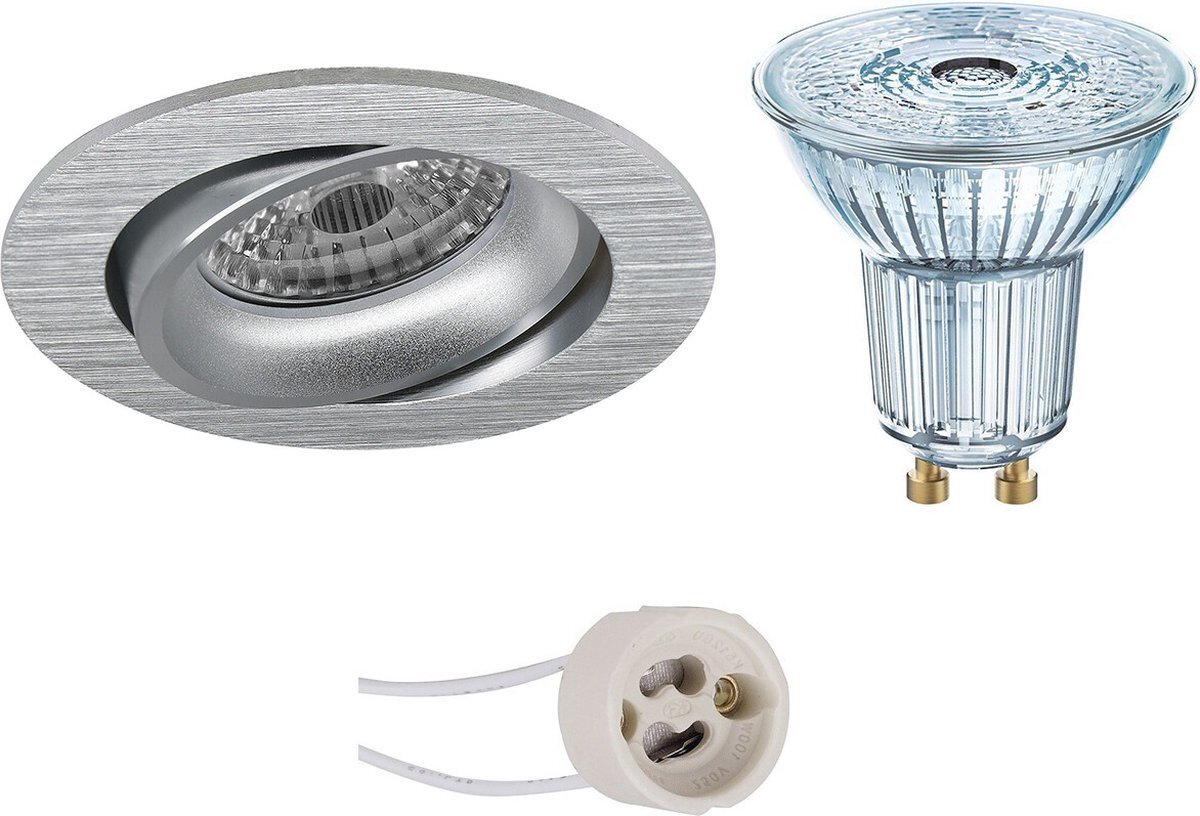 Qualu LED Spot Set - OSRAM Parathom PAR16 940 36D - Proma Delton Pro - GU10 Fitting - Dimbaar - Inbouw Rond - Mat Zilver - 3.7W - Natuurlijk Wit 4000K - Kantelbaar - Ø82mm