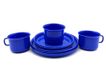 Servies set blauw kunststof 3x kopjes, 3x borden 14 cm, 3x borden 18 cm