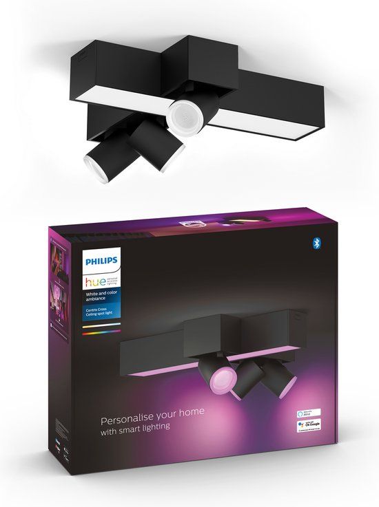Philips Hue Centris Opbouwspot - Zwart - 3-spots - Kruisvorm - Gekleurd Licht