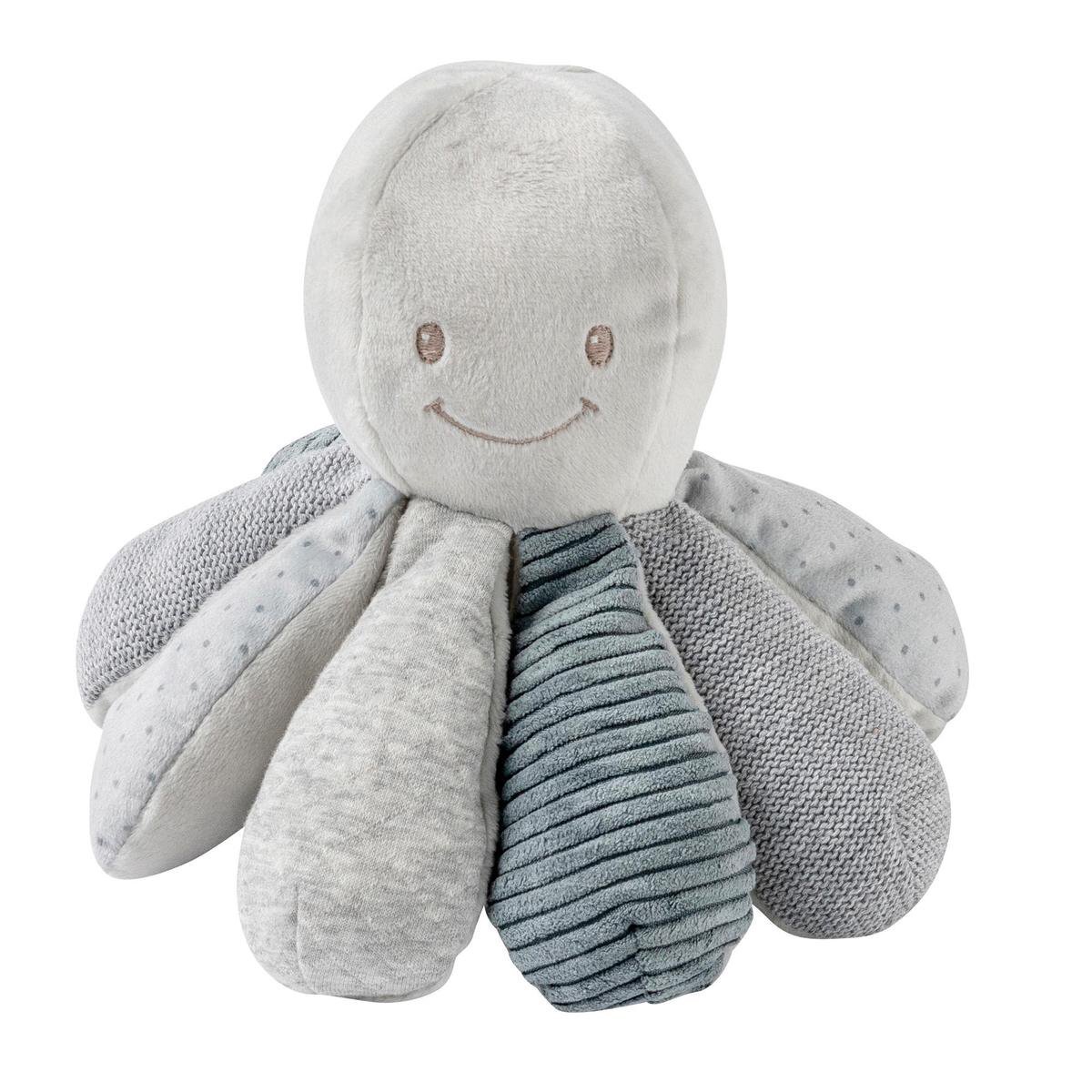 Nattou Octopus Lapidou - Activiteiten Knuffel - 25 cm - Grijs