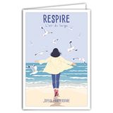 Afie 69-4364 Wenskaart voor verjaardag, met envelop, mini-poster, formaat 17 x 11,5 cm, retrostijl, vintage, illustratie – ademt de lucht van de grote vrouw voor de zee strand meeuwen