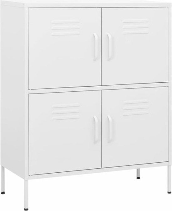 vidaXL Opbergkast - Staal - Wit - 80x35x101,5 cm