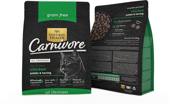 Natural Health graanvrij kattenvoer Adult Carnivore 10 kg - Kat