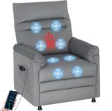 HOMCOM Massage Relaxstoel Sofa-Fluweel, Staal-99L x 82B x 106H cm-Grijs