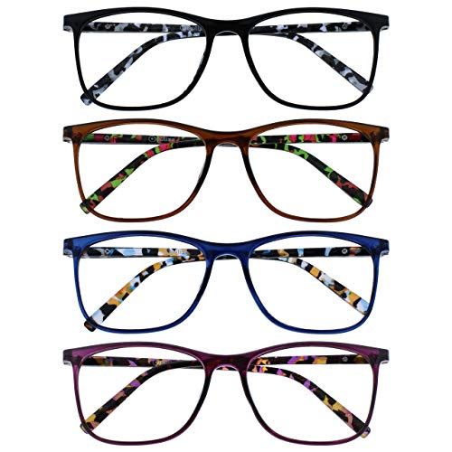 Opulize Arc 4-pack Reading Glasses - Black/Brown/Blue/Purple - +1.00
