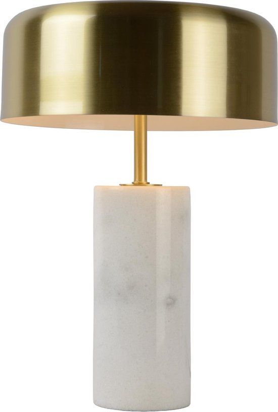 Lucide MIRASOL Tafellamp - Ø 25 cm - Wit - Marmer - Met Dimfunctie