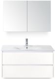 BES LED Dante Dante Badmeubelset 100 cm - Wit Hoogglans - Keramische Wastafel Wit Enjoy met Spiegelkast