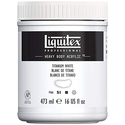 Liquitex 4412432 Professional Heavy Body acrylverf in kunstenaarskwaliteit met uitstekende lichtechtheid en boterachtige consistentie, - 473ml Pot, Titanium White