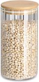Zeller Voorraad/bewaar pot Grooves - hard glas - transparant - 800 ml - bamboe deksel - luchtdicht