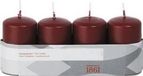 Trend Candles Cilinderkaarsen/stompkaarsen - set 4x - bordeauxrood - 5 x 8 cm - 18 branduren