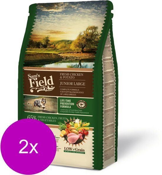 Sam's Field Junior Large Kip&Aardappel - Hondenvoer - 2 x 2.5 kg