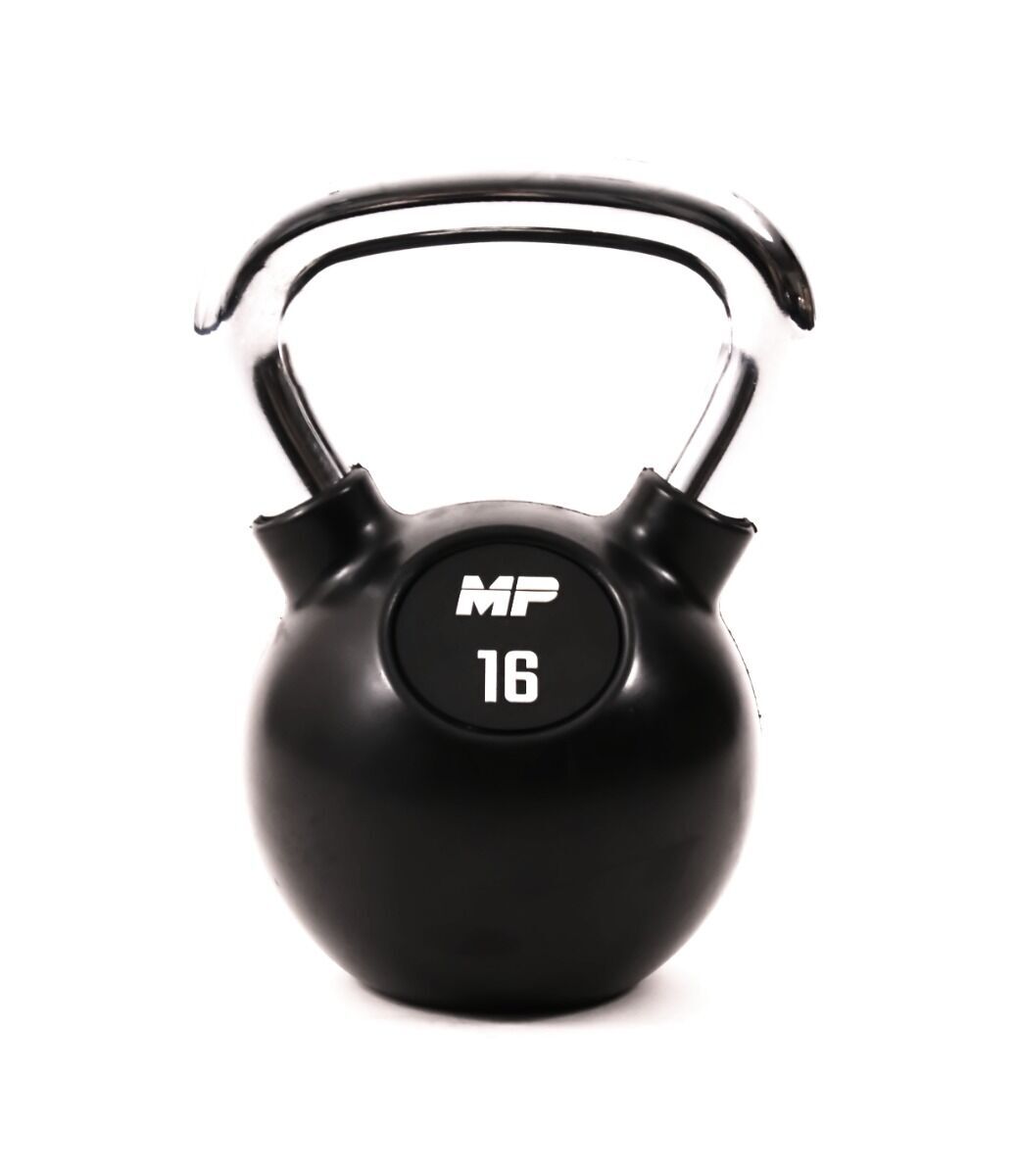 Muscle Power Rubberen Kettlebell - Zwart - 16 kg