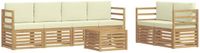 vidaXL - Bank loungeset - Wit en crème - Polyester