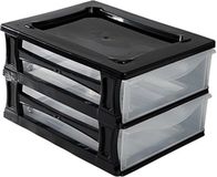 Hega Hogar Ladeblokje/bureau organizer 2x lade - zwart/transparant - L26 x B35 x H20 cm - kunststof