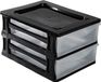 Hega Hogar Ladeblokje/bureau organizer 2x lade - zwart/transparant - L26 x B35 x H20 cm - kunststof