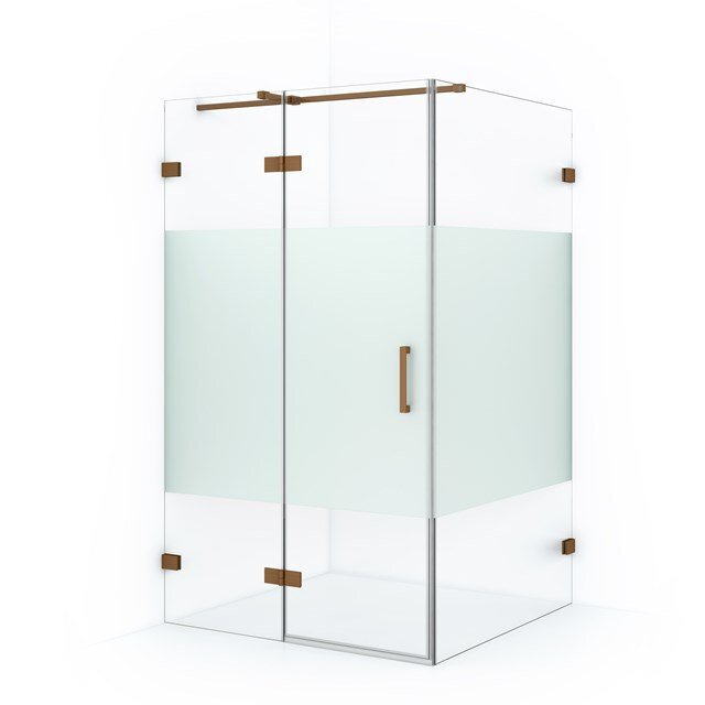 Maxaro Douchecabine Diamond 110x90cm 8mm Helder Veiligheidsglas met Matte Strook Koper