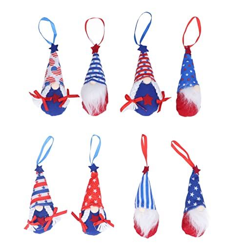 Oumefar 8 Stuks Onafhankelijkheidsdag Gnome Pop Patriottische Gnome Ornament Gezichtsloze Dwergpop Onafhankelijkheidsdag Opknoping Ornament