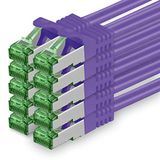 1aTTack.de CAT7 LAN-netwerkkabel 10x 5m 10Gbps Ethernet SFTP - paars