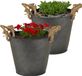 Mega Collections Old Rope Plantenpot/Bloempot - 2 stuks - Zink - Antraciet - Ø22 x H20 cm