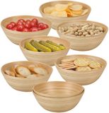 Excellent Houseware Snackschaaltje / kommetje - 8x - D18 x H7 cm - bamboe - naturel