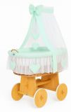 MY SWEET BABY Lit pour bébé en fibre naturelle Vert menthe avec baldaquin et matelas PREMIUM