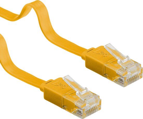 Goobay CAT 6 U/UTP Platte Verbindingskabel - RJ45 - Geel - 1.5 m