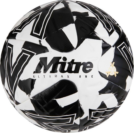 Mitre Ultimax One Unisex Voetbal, Wit/Zwart/Blacl, 4