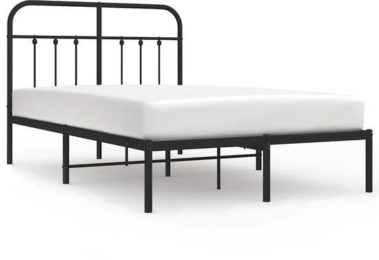 vidaXL Bedframe met hoofdbord metaal zwart 120x190 cm