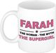 Bellatio Decorations naam cadeau mok - Farah - Woman Myth Supergirl - koffiemok - 300 ml - collega - moederdag