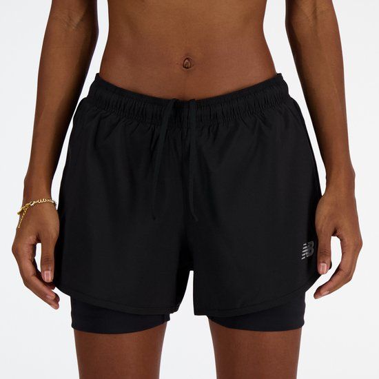 New Balance 2 In 1 Short 3 Inch Dames - Zwart - XS