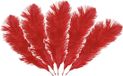 CHAKS Struisvogelveren/sierveren - 5x - rood - 20-25 cm - decoratie/hobbymateriaal