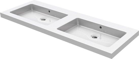 Wiesbaden Kera Double Washbasin - 120 x 46 cm - White - Ceramic - Modern