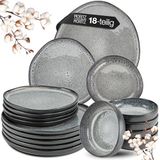 Moritz & Moritz ORGANIC Serviesset 6 Persoons - 18-delig Servies Set met Dinerbord, Soepbord en Dessertbord - Grijs