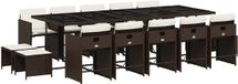 vidaXL 15-delige Tuinset met Kussens Poly Rattan Bruin