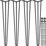 Happybuy Haarspeld Tafelpoten 71 cm Zwart Set van 4 Bureaupoten 800 lbs Draagvermogen (elk 220 lbs) Haarspeld Bureaupoten 3 Staven voor Bank Bureau Eettafel Stoelen Koolstofstaal DIY