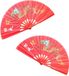 Merkloos / Sans marque Tai Chi waaier draak - 2x stuks - rood - polyester - verkoeling in de zomer