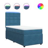 vidaXL Boxspringbed met matras, fluweel, blauw, 140x200 cm