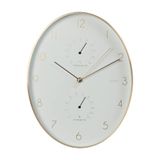 Well Home Aluminium wandklok met gouden rand, thermometer en hygrometer, 34,5 x 27,1 cm