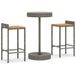 Barset de jardin 3 pièces poly rotin et acacia massif gris