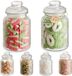 Sans marque Bonbon Verre Hermétique 1L - 6 Pots à Bonbons Vintage Grands avec Couvercles & Étiquettes